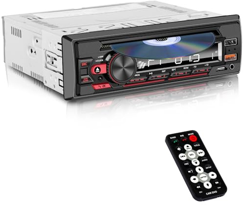 Single Din Car Stereo & Car Radio with CD/DVD Player – Upgrade Your Classic Car with Bluetooth, USB, AUX, SD Card, FM, MP3, Selectable RCA Output, Apple & Android Compatible
