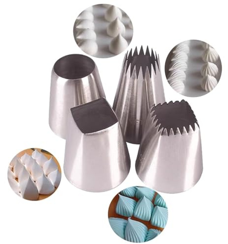 baktillbehör 4-pack stora spritsmunstycken, sömlösa spritsmunstycken i rostfritt stål for glasyr, tårtdekoration och cupcakes munstycke