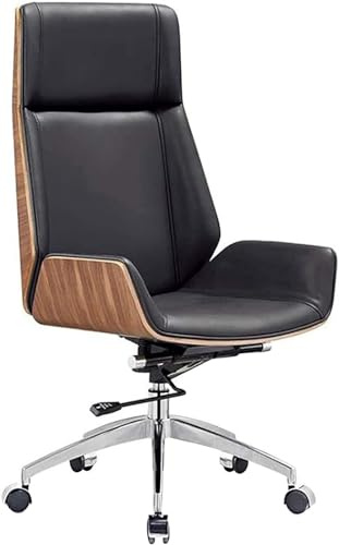 Sedia da ufficio ergonomica con schienale alto, girevole, con base in legno massello, per comfort domestico e sportivo