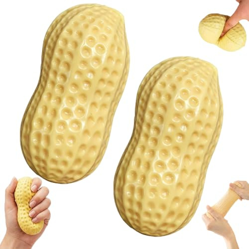2 PCS Squishy Cacahuète, Jouet à Presser Souple Slow Rising, Balle Anti Stress Forme Peanut, Jouet Sensoriel Fidget Toy, Mini Squishy Décompression pour Bureau École Voyage, Cadeau Enfants Adultes