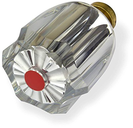 Stabilo-Sanitaer Hahnoberteil 3/8 Zoll rot Ventiloberteil Oberteil Messing Warmwasser mit Acryl-Griff Ersatzteil Armatur Wasserhahn