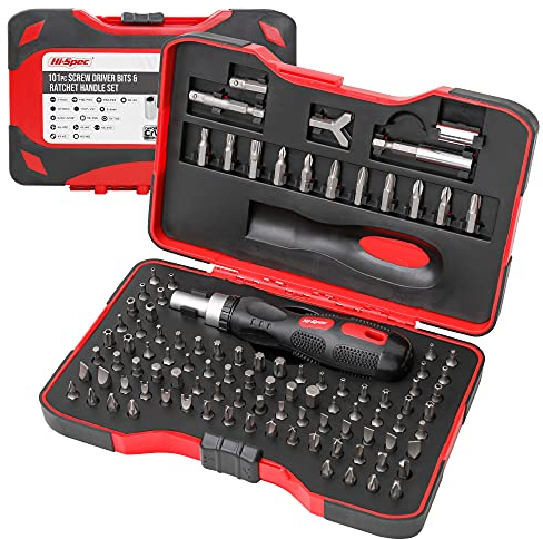 Hi-Spec 101pc 1/4” Hex Multi Bit Screwdriver Set & Ratchet Handle Set - Tamper Proof & Torx Security Driver Bits in Storage Case Holder for Easy Repairs