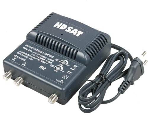 HDSAT AMPLIFICATEUR TNT BLINDE 2 SORTIES ampli d'intérieur antenne tv 220V