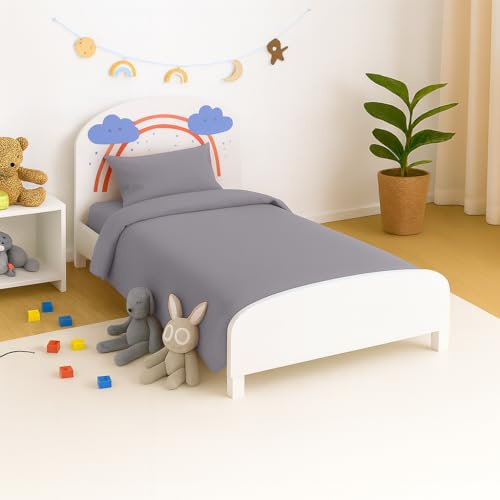 Juego de ropa de cama de bebé de 20 colores + funda de edredón 2 piezas para cuna de bebé de 120 cm x 90 cm (gris)