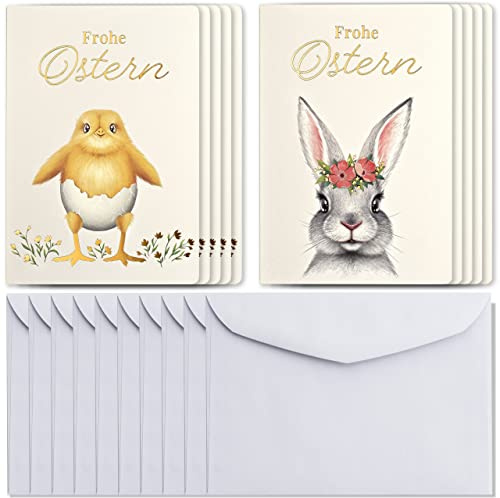Art Nuvo – EXKLUSIVER SET VON 10 OSTERKARTEN, HERGESTELLT AUS EDLEM PAPIER MIT HELLBEIGEN EINLAGEN UND UMSCHLÄGEN 120x170mm, EE-MIX5