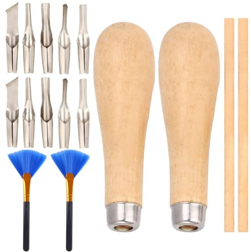 Bamyli Coupe-linoléum, Kit De Gravure 2 Outils De Sculpture, 10 Têtes De Lames Assorties, Pour Tampon En Caoutchouc, Bois, Débutants Et Artistes