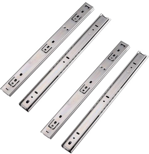 MOCNT 2 Pair Heavy Duty 27mm Drawer Runners 350mm Drawer Rail Runners | 14inch Ball Bearing Steel Drawer Slides Cabinet Sliding Extension Kitchen Desk Rail Runners (4 Piece)