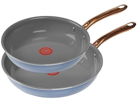 T-Fal Preserve Ceramic Nonstick Frying Pan 2-Pc Set, 8.5 & 11, Made Without PFOA and PTFE, Oven Broiler Safe up to 350°F Cookware, InoCeram Glide Technology, Frying Pan Skillet, Pots & Pans, Blue