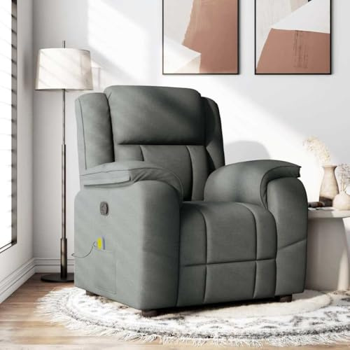 Iiaky 4015711 Poltrona Massaggiante Reclinabile Grigio Scuro in Tessuto Poltrona Relax Elettrica Con Sistema Alzapersona,Reclinabile a Letto E Seduta Ergonomica In Tessuto Per Arredo Salotto,Soggiorno