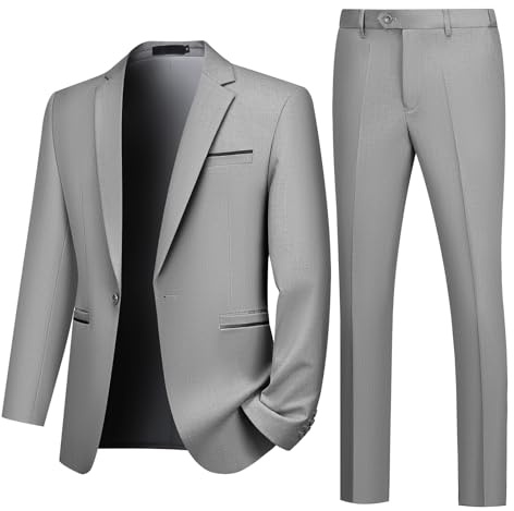 Autsel Mens Suits 2 Piece Slim Fit One Button Business Suit Jacket