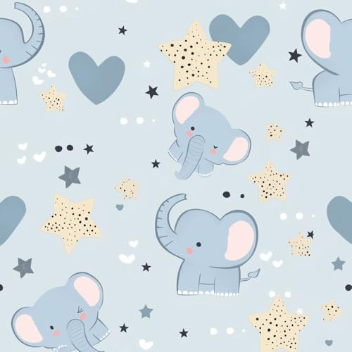 JIAOQSS Carta Da Parati Autoadesiva Carino elefante bambino stella cuore blu Carta Adesiva Per Mobili Armadio Fantasia Carta Parati Camera Da Letto Soggiorno Pellicole Adesive Per Mobili