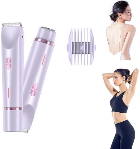 Rasierer Damen, 2-In-1 Elektrischer Rasierer Damen Intimbereich Intimrasierer, Wasserdicht Elektrische Intimrasierer für Frauen,Nass- und Trockengebrauch, Wiederaufladbarer Trimmer Damen ﻿ (Lila)