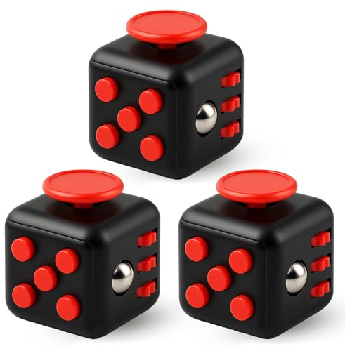 3 Pack Black Red for Kids and Adults,Stress Relief Fidget Toys for Anxiety and Focus, Sensory Toys for ADHD and OCD(Black)