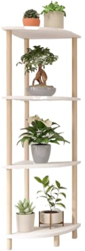 Hörnhylla Industriell Modern Design 4-vånings Hörnhylla Trä Hörnställ Display Växtställ För Små Utrymmen Sovrum, Vardagsrum Växtstativ