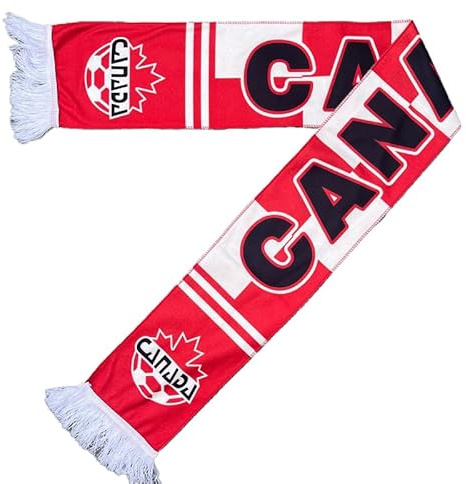MetJakt 2026 World Cup Football Fan Scarf, National Team Soccer Supporter Scarf with Country Flags and Emblems (Scarf-072-Canada)