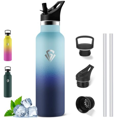 Botella Agua Acero Inoxidable- 750ml- Botella Termica, con Pajita, sin BPA