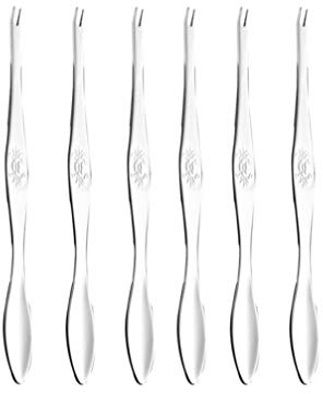 HEMOTON 6Pcs Stainless Steel Crab Picks Seafood Forks and Spoons Multipurpose Shellfish Tools for Home Picnic Lobster Eating