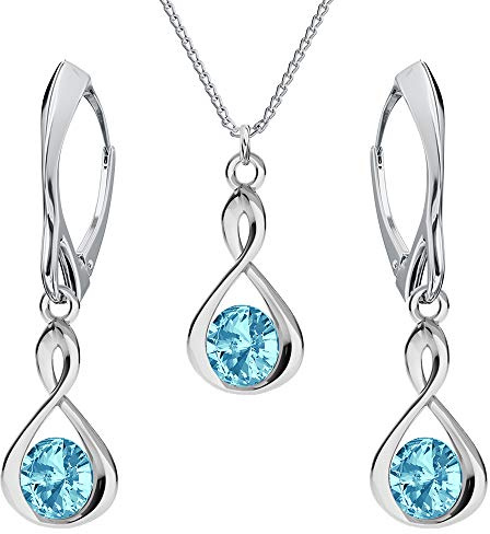 PANDA LUXURY JEWELLERY Schmuckset für Damen Unendlichkeit Ohrringe Silber 925 Hängend Kette mit Anhänger Schmuck Set für Sie mit Kristallen Infinity Halskette Mädchen Geschenk