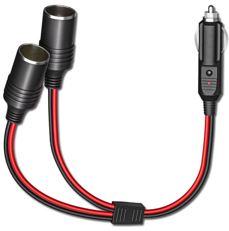 Goupchn Car Cigarette Lighter Splitter Cable 1 to 2, 11.8inch