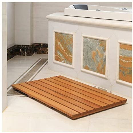 SHUITUKOUU Tarima para Ducha De Bambú,Alfombrilla De Baño De Bambú para Baño - Alfombrilla De Baño De Madera para Sauna, Piscina Al Aire Libre Y Camping, Personalizable,85x100cm/33x39in
