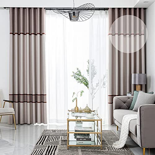 MFFIRE 1 Panneaux Rideaux Oeillets, Occultant Thermique Isolan Rideaux Rayures Isolation Rayon UV Rideaux Anti Froid Anti Bruit Rideaux pour Moderne Salon Et Chambre,3,W1.5 x H2.7m