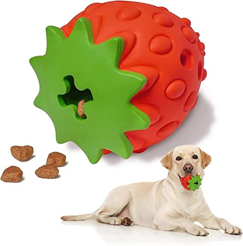 Norhogo Dog Chew Toy, Interactive Toy, Indestructible, Robust Strawberry Shape, Natural Rubber, Dental Care, Snack Ball, Rbares Dog Toy, Aggressive Chewing for Large and Small Dogs