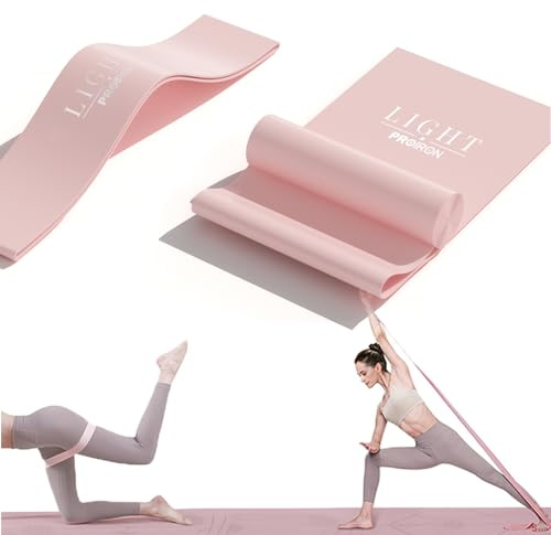PROIRON Multi-Functional Latex Resistance Bands Set [2 in 1], 2M Long Exercise Band & 0.6M Mini Loop Band, for Women/Men Pilates, Stretching, Strength Training, Yoga, Gym, Fitness, Light