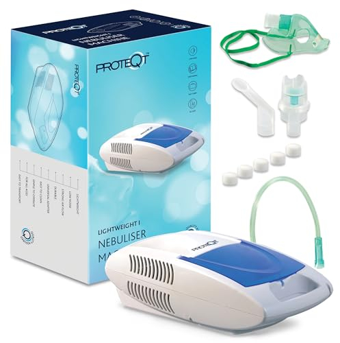 PROTEQT Nebulizzatore Aerosol, Macchina Aerosol Adatta per Adulti e Bambini, Trattamento Rapido, Ottima per Allergie, Raffreddori e Affezioni Respiratorie, Portatile, Basso Rumore