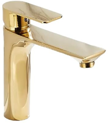 Bathroom Basin Mixer Tap Bright Gold Washbasin Faucet Washbasin Washbasin Hot and Cold Home Bathroom Under-Counter Basin All Copper, Golden Square