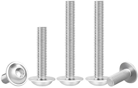 HXJDAM Tornillos de cabeza alomada M6 x 20 mm, 30 unidades, tornillos de cabeza plana, hexágono interior con brida, ISO 7380-2, tornillos de acero inoxidable, tornillos de cabeza redonda, rosca