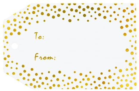 G2PLUS Foil Gold Gift Tags - 50 Pcs White Paper to and from Gift Name Tags with String for Present Wrapping, Wedding, Baby Shower, Christmas Party Favors