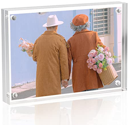 Sezanrpt Acrylic Photo Frames 3.5x5 Double Side Magnets Picture Frame, Magnetic Picture Frames for 3x4, 3x5, 3.5x4.5 photo, 10 + 10MM Thickness 1Pack