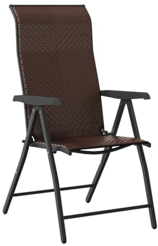 vidaXL Gartenstühle 4 STK., Gartenstuhl Hochlehner Klappbar, Klappstuhl Verstellbar, Stuhl Balkonstuhl Terrassenstuhl, Braun Poly Rattan