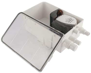 BOOMSTART Bomba de sumidero de ducha para barco y caravana, bomba de sentina marina automática de 12 V 750 GPH con interruptor de flotador integrado, tapa transparente, entrada multipuerto, válvula de