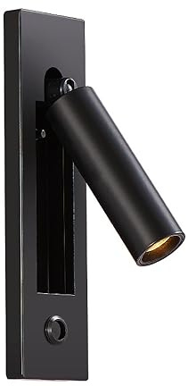 Lámpara de lectura empotrada Luces de pared LED para mesita de noche de 3 W, aplique de cabecera ajustable con interruptor de botón, focos de pared con iluminación decorativa de montaje empotrado, lu
