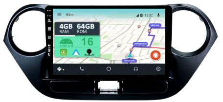 YUNTX Android 14 Bilradio för Hyundai i10 2014–2019:[Inbyggd CarPlay/Android Auto/GPS] -IPS 9-tums pekskärm-DAB/Bluetooth 5.0/MirrorLink/rattstyrning/USB/4G/WiFi/2 Din