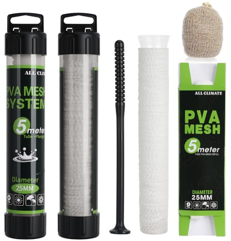 QMLING 10M PVA red de pesca, 25 mm de ancho malla PVA, bolsa de fusión rápida, accesorios de carpa para cebo boilie alimentación