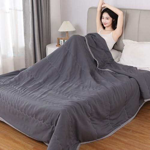 Twshiny Cooling Blanket for Night Sweats, 140x200cm Breathable Lightweight Blanket for Summer Hot Weather (Grey)
