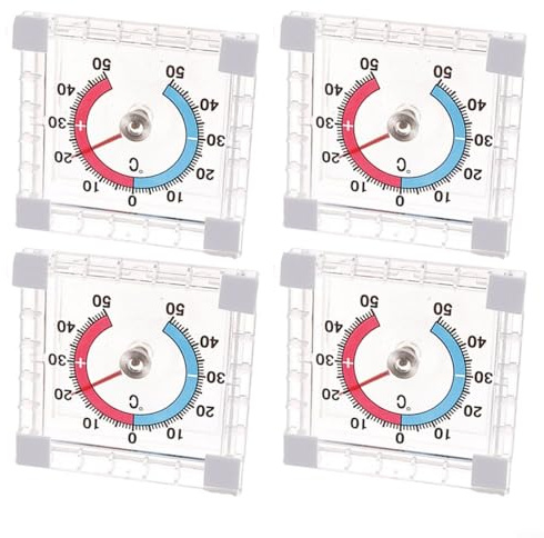 Lastdaytime Termometro autoadesivo per porte e finestre, confezione da 4, per interni ed esterni, resistente alle intemperie da -50 °C a +50 °C