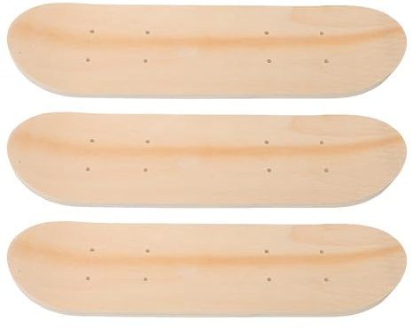 Lurrose Tablas de Skateboard de Madera sin Acabado, Superficie Lisa para Pintar, Pack de 3, Doble Tail, Ideales para Niños en Escuelas y Parques