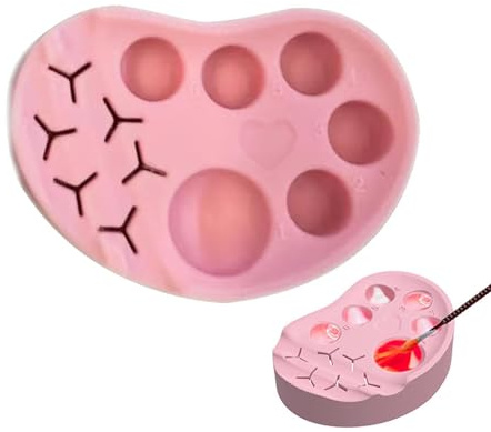 Plateau de palette de maquillage – 6,5 x 6 x 1,5 cm, palette de mélange de maquillage en silicone, de mélange de couleurs réutilisable, plateau multifonctionnel pour stratification des sourcils,