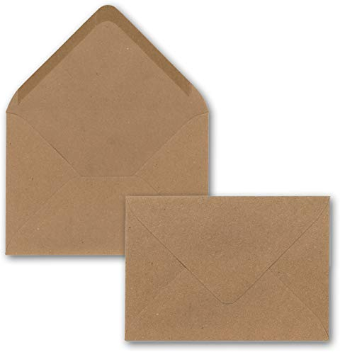 50 x Kraftpapier Umschläge DIN C5 Braun - 22,5 x 15,7 cm ohne Fenster 120 g/m² - Vintage Briefumschläge mit Nassklebung Spitzklappe
