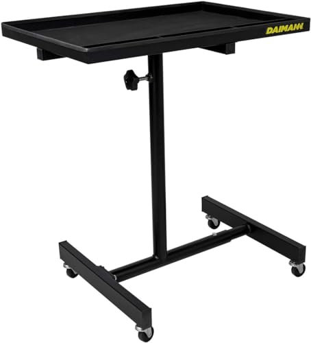 Daimann Tavolino Portatile Regolabile in Acciaio con Ruote - Modello FT01, Ideale per Officina e Garage