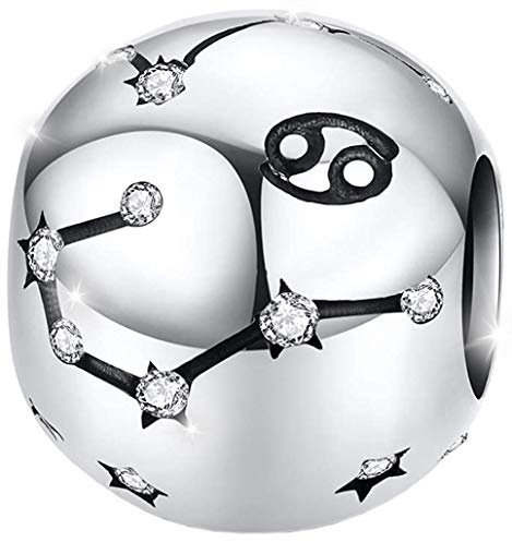 Berlocker MariaFonte Bead Charm Stjärntecken Cancer i 925 Sterling Silver, kompatibel med de mest populära märkena av armband och halsband