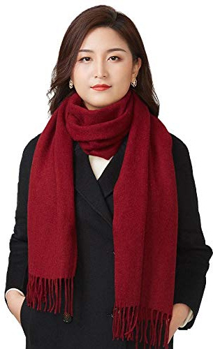 LaniLani 100% Merino Wool Scarf for Women and Men, 78” x 16”, the Perfect Warm and Soft Accessory for Winter (Maroon, 1)