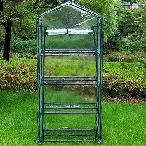 Timpfee Mini serre de jardin portable en PVC avec fermeture éclair pour intérieur ou extérieur (sans étagère)
