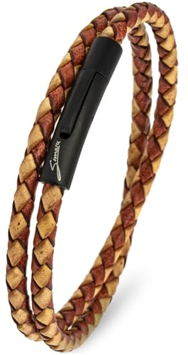 Simaru Braccialetto in Vera Pelle Intrecciata – Bracciale Unisex per Uomo e Donna – Chiusura in Acciaio Inox – Fatto a Mano in Germania – Elegante, Regolabile e Anallergico
