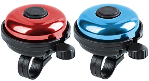 Xthuge Classic Bike Bell, Aluminum Bicycle Bell, Loud Crisp Clear Sound Bicycle Bike Bell for Adults Kids(Red, Blue-Right Hand Use-2 Pack)