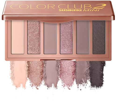 SUSIKEKI 6 Colors Mini Eyeshadow Makeup Palette Rosy Neutral Nude Eye Shadow Shimmer & Matte Make Up Pallet with Mirror Highly Pigmented Long Lasting Waterproof Travel Size Gift Kit 02
