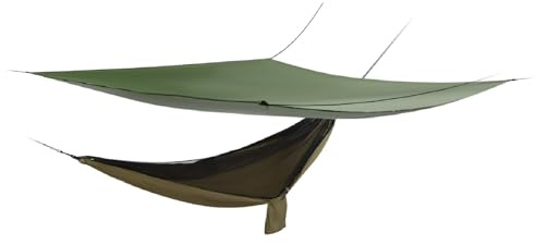 Begoniape Amaca da campeggio con zanzariera e telone per tenda, traspirante, in nylon e poliestere, da viaggio, portata 200 kg, 2,9 x 1,4 m (verde militare)